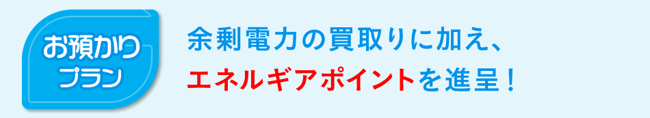 「お預かりプラン」余剰電力の買取りに加え、エネルギアポイントを進呈!