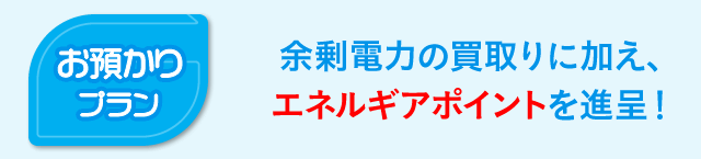 「お預かりプラン」余剰電力の買取りに加え、エネルギアポイントを進呈!