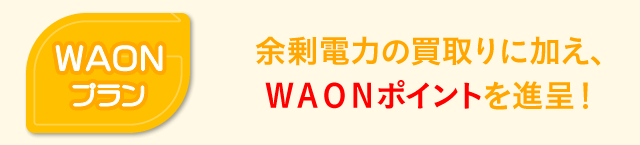 「WAONプラン」余剰電力の買取りに加え、WAONポイントを進呈!