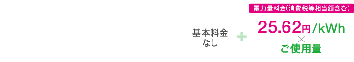 一律の電力料金単価にひと月のご使用料を乗じて計算するシンプル料金