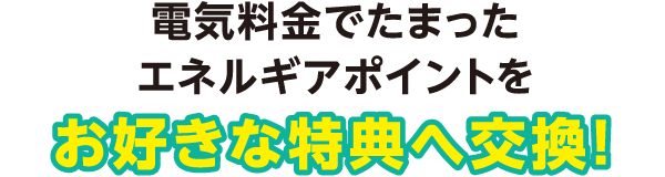 電気料金でたまったエネルギアポイントをお好きな特典へ交換！