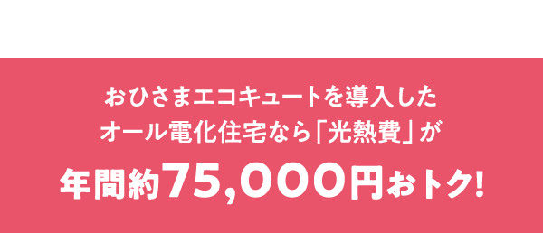 おひさまエコキュートを導入したオール電化住宅なら「光熱費」が年間約75,000円おトク！