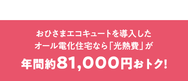 おひさまエコキュートを導入したオール電化住宅なら「光熱費」が年間約81,000円おトク！