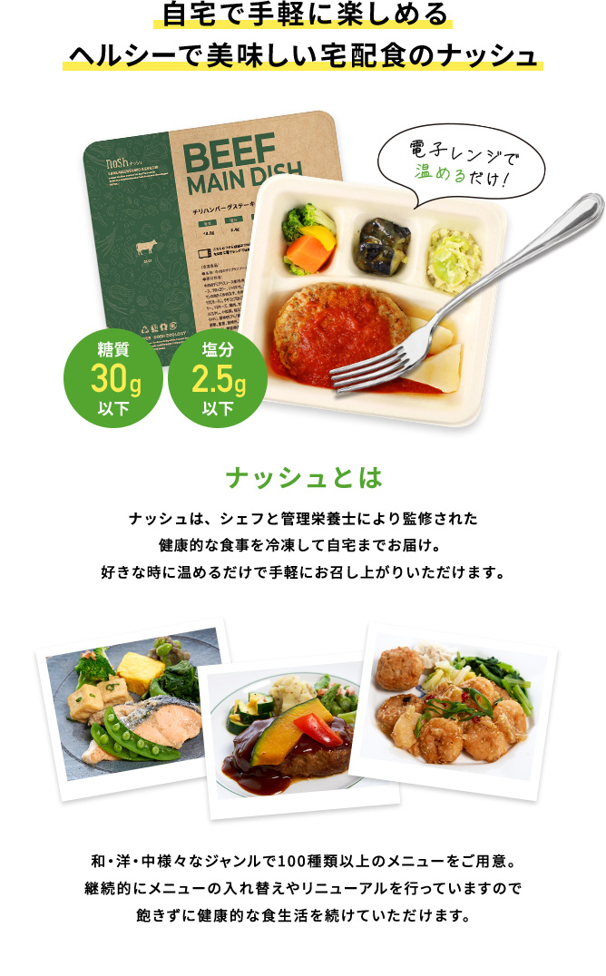 自宅で手軽に楽しめるヘルシーで美味しい宅配食のナッシュ