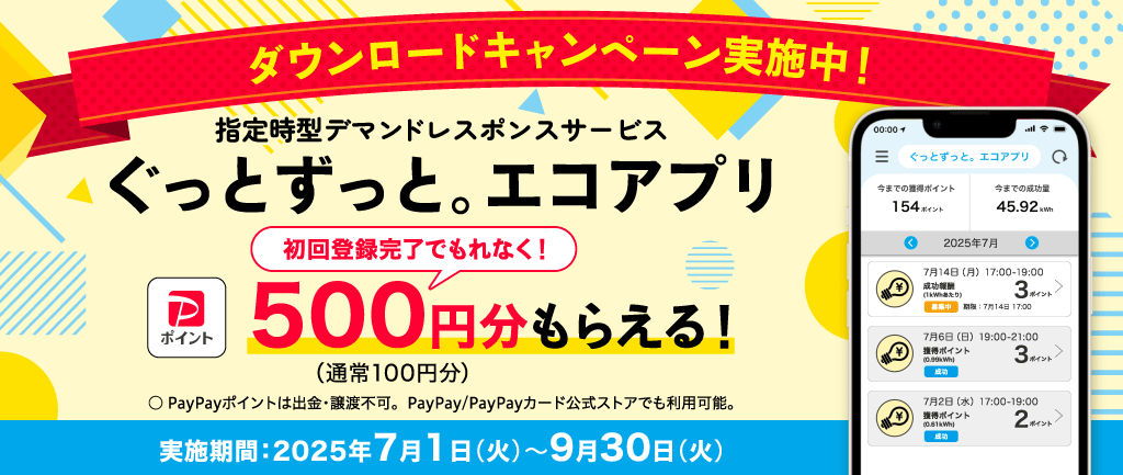 ぐっとずっと。エコアプリダウンロードキャンペーン実施中！