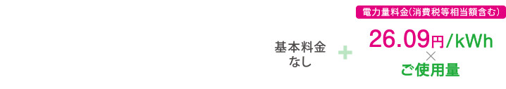 一律の電力料金単価にひと月のご使用料を乗じて計算するシンプル料金