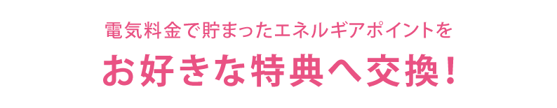 電気料金で貯まったエネルギアポイントをお好きな特典へ交換！