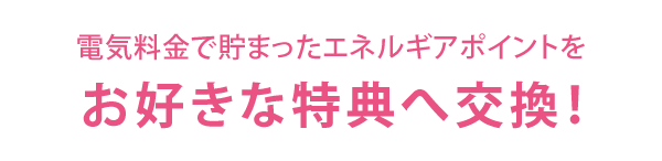 電気料金で貯まったエネルギアポイントをお好きな特典へ交換！