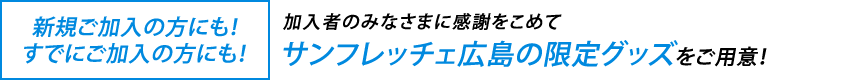 <新規ご加入の方にも!すでにご入会の方にも!>加入者のみなさまに感謝をこめてサンフレッチェ広島の限定グッズをご用意!