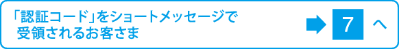 「認証コード」をショートメッセージで受領されるお客さまは7へ